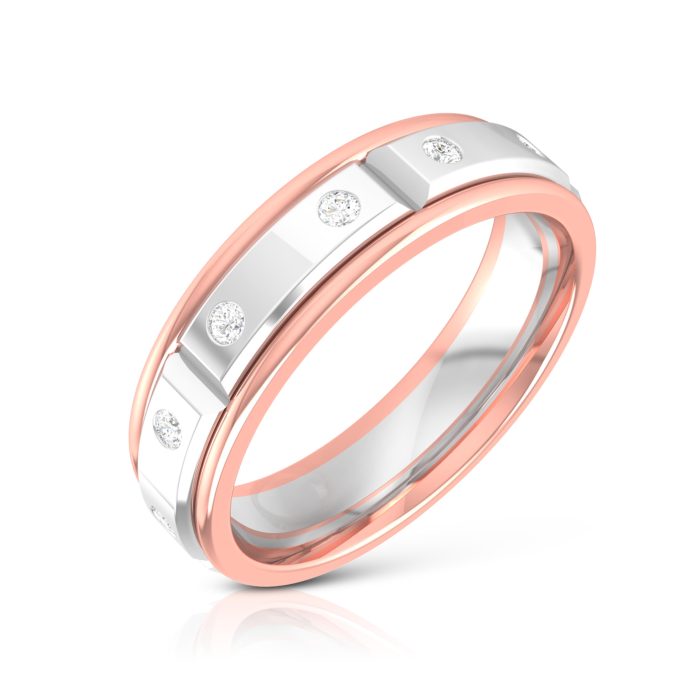 0.10 Ct Natural Diamond Engagement Wedding Band14k Two Tone Gold - Image 4