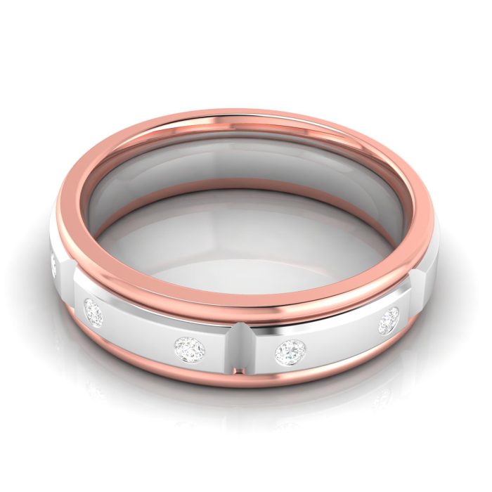 0.10 Ct Natural Diamond Engagement Wedding Band14k Two Tone Gold - Image 5