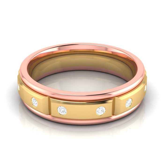 0.10 Ct Natural Diamond Engagement Wedding Band14k Two Tone Gold - Image 8