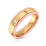 0.10 Ct Natural Diamond Engagement Wedding Band14k Two Tone Gold - Image 2