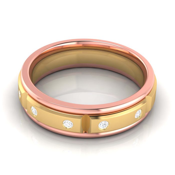 0.10 Ct Natural Diamond Engagement Wedding Band14k Two Tone Gold - Image 9