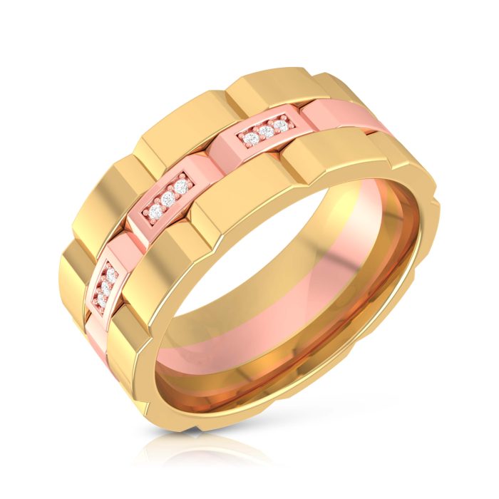 0.15 Ct Natural Diamond Engagement Wedding Band 14k Two Tone Gold - Image 2