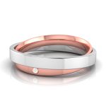 14k Two Tone Gold 0.01ct Natural Diamond Engagement Wedding Bands - Image 5