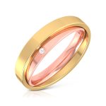 14k Two Tone Gold 0.01ct Natural Diamond Engagement Wedding Bands - Image 2