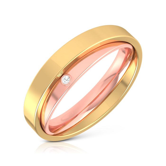 14k Two Tone Gold 0.01ct Natural Diamond Engagement Wedding Bands - Image 2