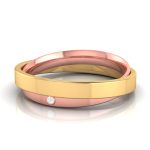 14k Two Tone Gold 0.01ct Natural Diamond Engagement Wedding Bands - Image 9