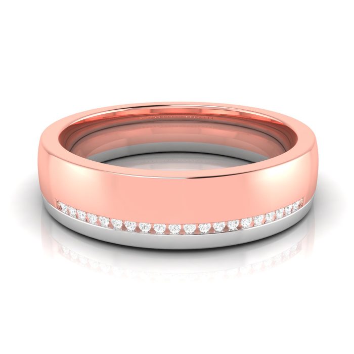 0.05 ct Natural Diamond Engagement Wedding Band14k Two Tone Gold - Image 1