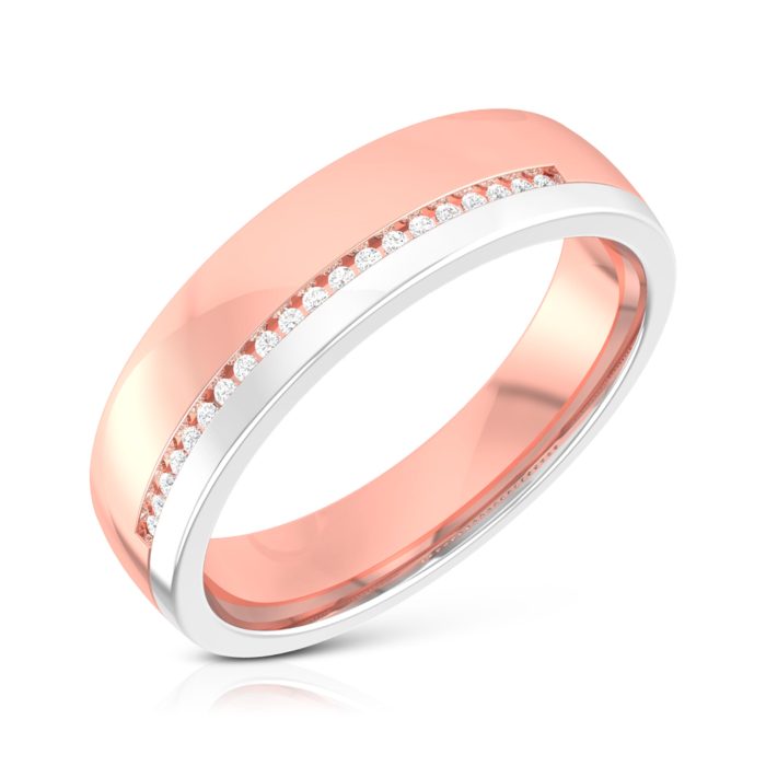 0.05 ct Natural Diamond Engagement Wedding Band14k Two Tone Gold - Image 4