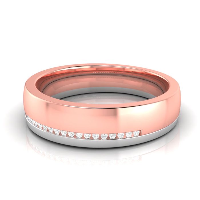 0.05 ct Natural Diamond Engagement Wedding Band14k Two Tone Gold - Image 5