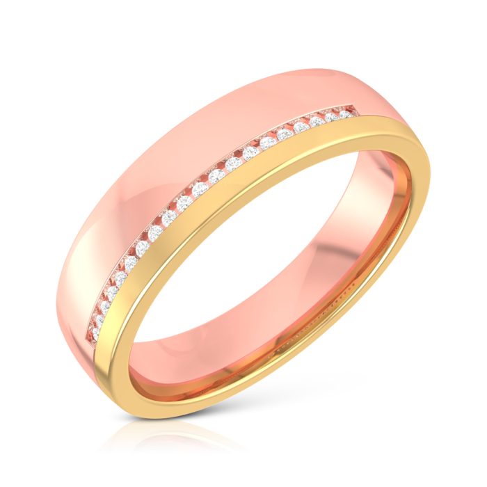0.05 ct Natural Diamond Engagement Wedding Band14k Two Tone Gold - Image 2
