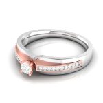 0.21 ct Natural Diamond Engagement Wedding Solitaire Rings 14k Two Tone Gold - Image 4