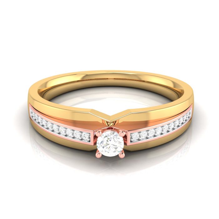 0.21 ct Natural Diamond Engagement Wedding Solitaire Rings 14k Two Tone Gold - Image 7
