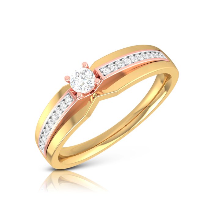 0.21 ct Natural Diamond Engagement Wedding Solitaire Rings 14k Two Tone Gold - Image 1