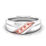 14k Two Tone Gold 0.02 ct Natural Diamond Engagement Wedding Bands