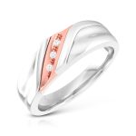 14k Two Tone Gold 0.02 ct Natural Diamond Engagement Wedding Bands - Image 4