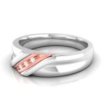 14k Two Tone Gold 0.02 ct Natural Diamond Engagement Wedding Bands - Image 5
