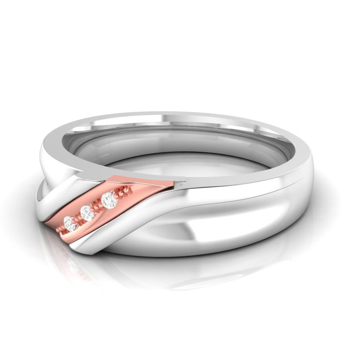 14k Two Tone Gold 0.02 ct Natural Diamond Engagement Wedding Bands - Image 5