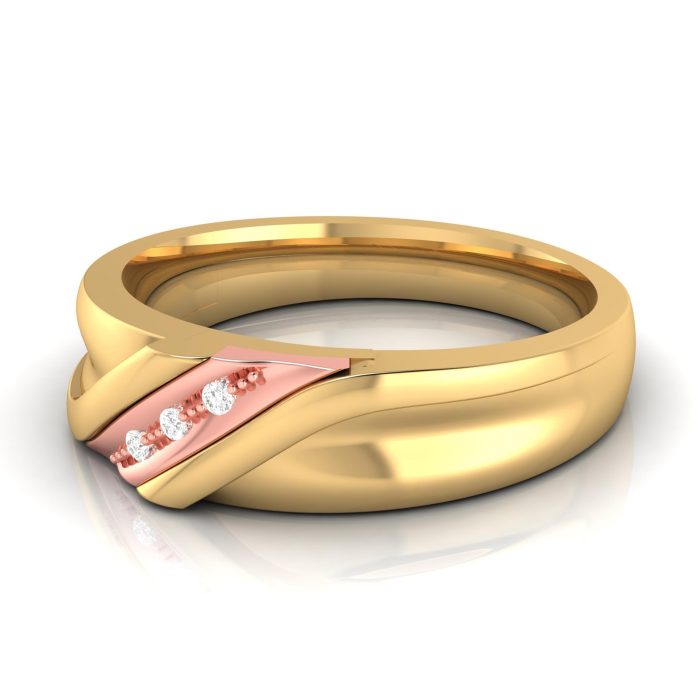14k Two Tone Gold 0.02 ct Natural Diamond Engagement Wedding Bands - Image 9