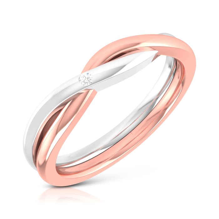 14k Two Tone Gold 0.01 Ct Natural Diamond Engagement Wedding Bands - Image 4