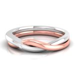 14k Two Tone Gold 0.01 Ct Natural Diamond Engagement Wedding Bands - Image 5