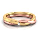 14k Two Tone Gold 0.01 Ct Natural Diamond Engagement Wedding Bands - Image 7