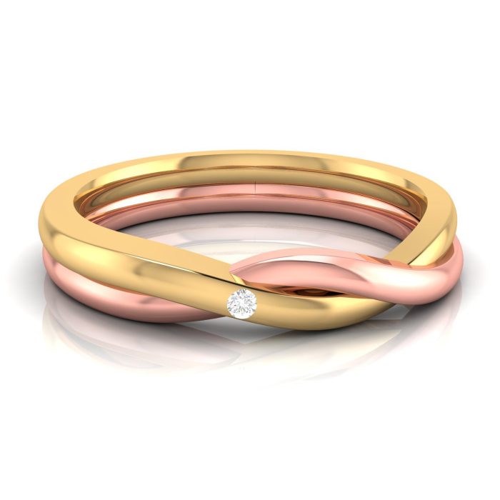 14k Two Tone Gold 0.01 Ct Natural Diamond Engagement Wedding Bands - Image 7
