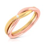 14k Two Tone Gold 0.01 Ct Natural Diamond Engagement Wedding Bands - Image 2