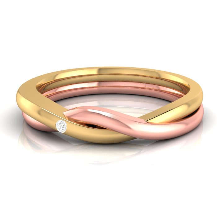 14k Two Tone Gold 0.01 Ct Natural Diamond Engagement Wedding Bands - Image 8