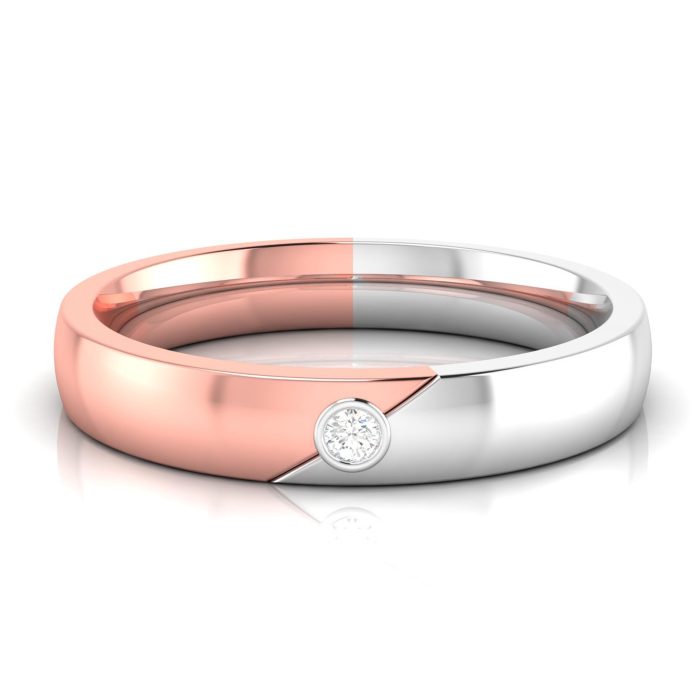 14k Two Tone Gold  0.01 ct Natural Diamond Engagement Wedding Bands - Image 1