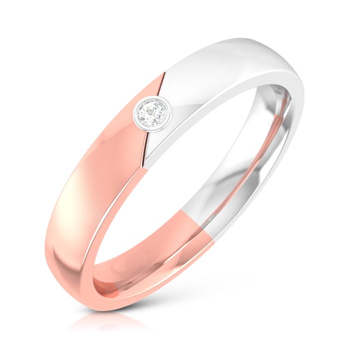 14k Two Tone Gold  0.01 ct Natural Diamond Engagement Wedding Bands - Image 4