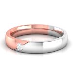 14k Two Tone Gold  0.01 ct Natural Diamond Engagement Wedding Bands - Image 5