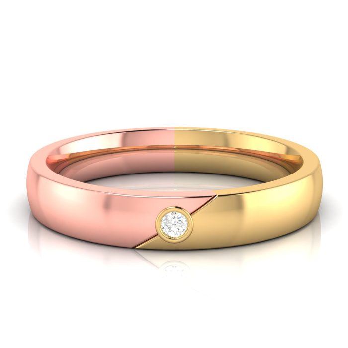 14k Two Tone Gold  0.01 ct Natural Diamond Engagement Wedding Bands - Image 8