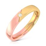 14k Two Tone Gold  0.01 ct Natural Diamond Engagement Wedding Bands - Image 2