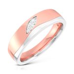 14k Two Tone Gold 0.05 ct Natural Diamond Engagement Wedding Bands - Image 4