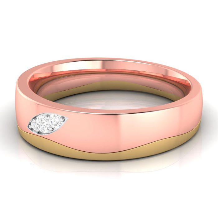 14k Two Tone Gold 0.05 ct Natural Diamond Engagement Wedding Bands - Image 9