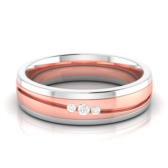 14k Two Tone Gold 0.03 ct Natural Diamond Engagement Wedding Bands - Image 1