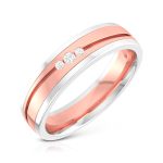 14k Two Tone Gold 0.03 ct Natural Diamond Engagement Wedding Bands - Image 4