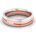 14k Two Tone Gold 0.03 ct Natural Diamond Engagement Wedding Bands - Image 5