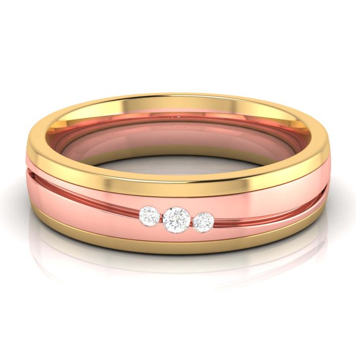 14k Two Tone Gold 0.03 ct Natural Diamond Engagement Wedding Bands - Image 8