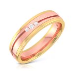 14k Two Tone Gold 0.03 ct Natural Diamond Engagement Wedding Bands - Image 2