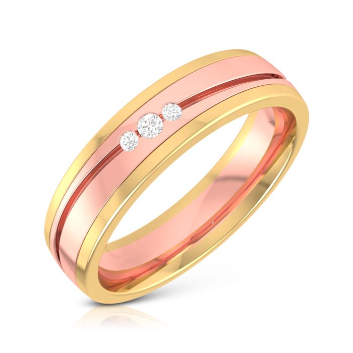 14k Two Tone Gold 0.03 ct Natural Diamond Engagement Wedding Bands - Image 2