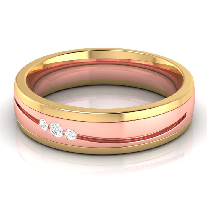 14k Two Tone Gold 0.03 ct Natural Diamond Engagement Wedding Bands - Image 9