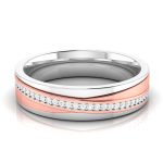 14k Two Tone Gold 0.09 ct Natural Diamond Engagement Wedding Bands