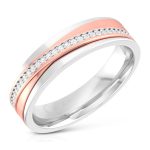 14k Two Tone Gold 0.09 ct Natural Diamond Engagement Wedding Bands - Image 4