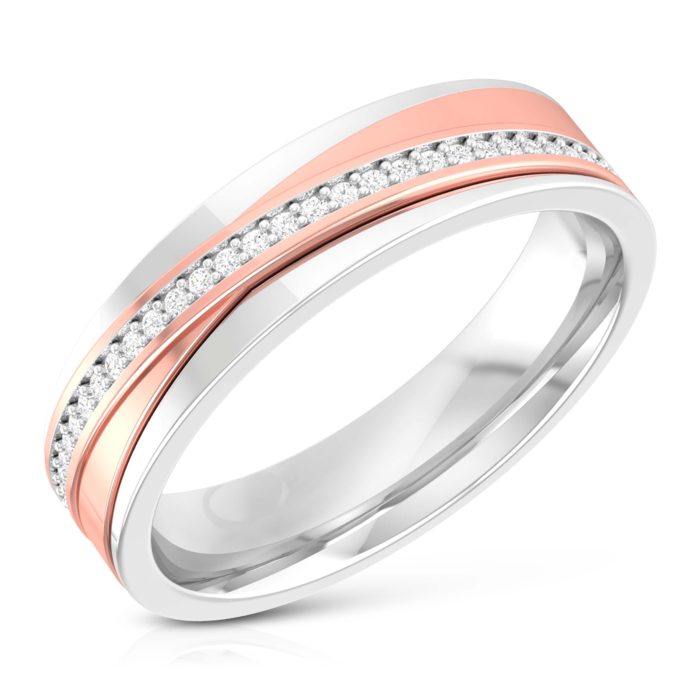 14k Two Tone Gold 0.09 ct Natural Diamond Engagement Wedding Bands - Image 4