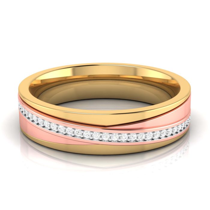 14k Two Tone Gold 0.09 ct Natural Diamond Engagement Wedding Bands - Image 8