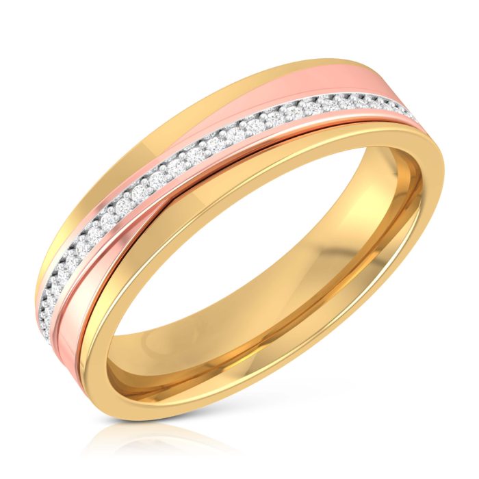 14k Two Tone Gold 0.09 ct Natural Diamond Engagement Wedding Bands - Image 2