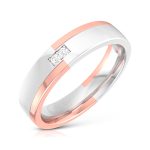 14k Two Tone Gold  0.03 ct Natural Diamond Engagement Wedding Bands - Image 4