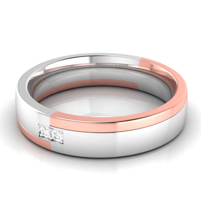 14k Two Tone Gold  0.03 ct Natural Diamond Engagement Wedding Bands - Image 5