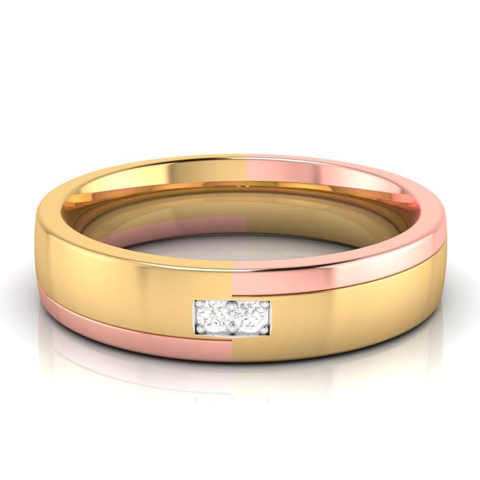14k Two Tone Gold  0.03 ct Natural Diamond Engagement Wedding Bands - Image 8